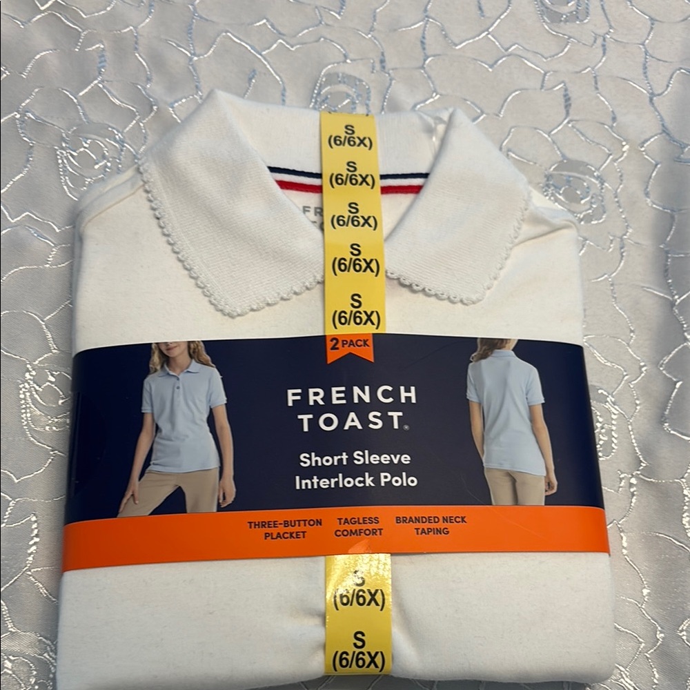 French Toast Classic 2 pack girls White Polo Shirt size small (6-6x)